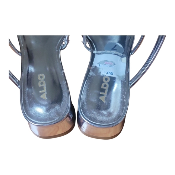 Aldo Spinna Silver Strappy Spiral Wrap Around Design Sandals Sz 7M - Picture 7 of 13